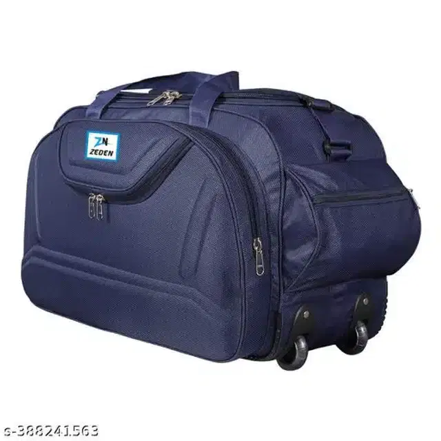 Polyester Strolley Duffel Bag, Navy Blue, 40 L