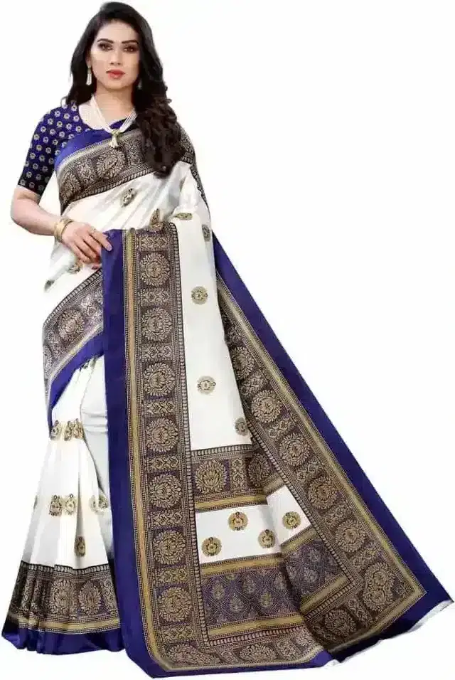 Sharda Creation Art Silk Printed Sarees (Blue) (Sharda_495)