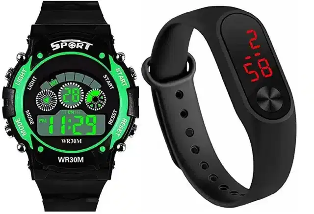 Digital Watch for Kids, Pack of 2 (Black)
