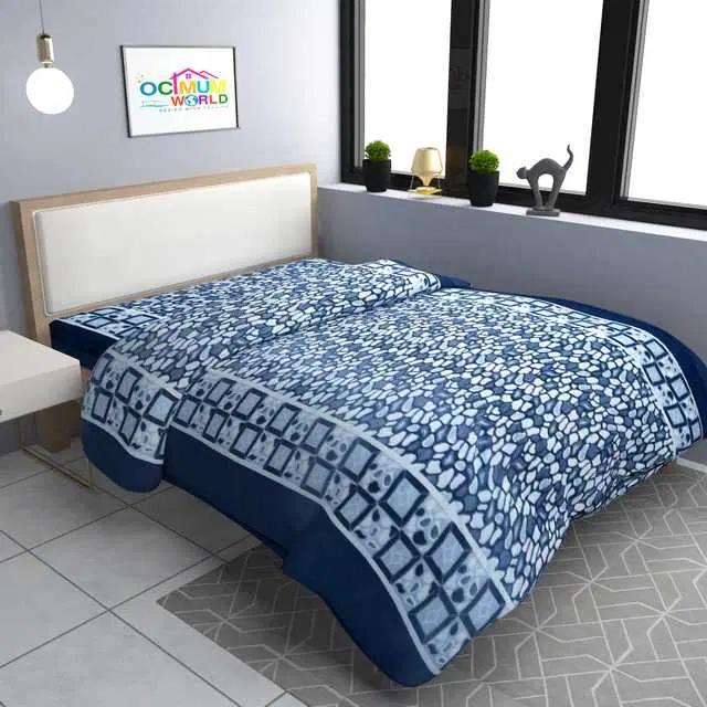 Fleece Single Bed Woolen Fabric Quilt Cover, Blue, 60X90 Inches, Om-010