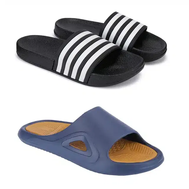 Flip Flops for Men, Pack of 2 (Multicolor, 7)