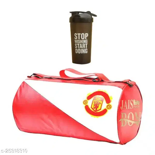 Combo of Gym Bag with Shaker Bottle, 500 ml, Multicolor, Set of 2