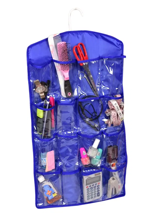 Canvas Wall Hanging Accessories Organizer, Blue