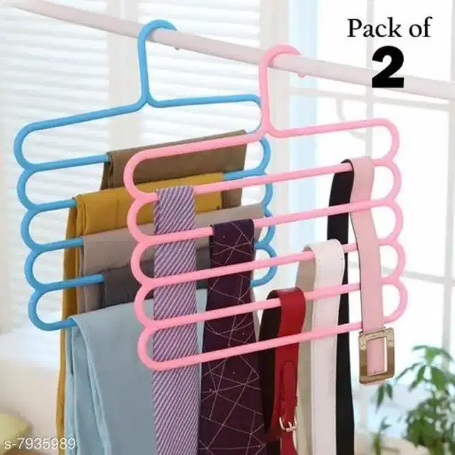 Plastic Cloth Hangers, Multicolor, Pack of 2