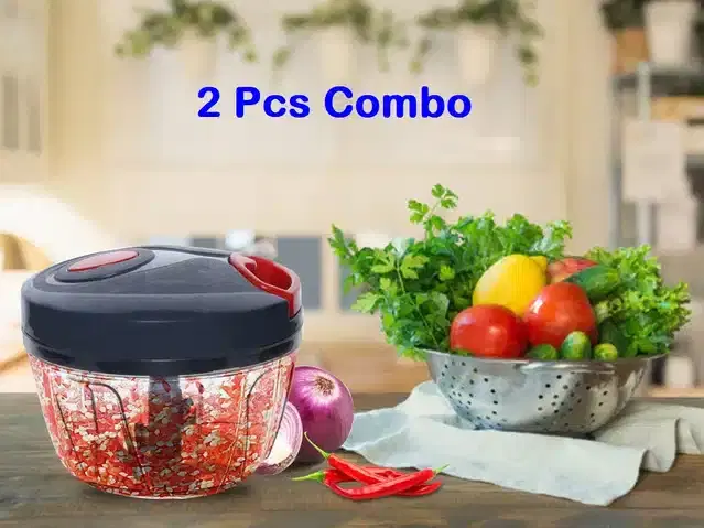Manual Vegetable Chopper & Bowl, Set of 2, Black