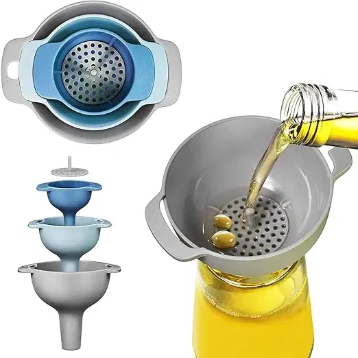 Kitchen Funnel With Detachable Strainer (3 Piece) (Assorted)