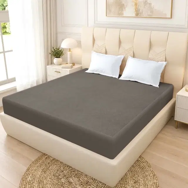 Rivermoor Cloud Cotton Water Resistant Mattress Protector Fitted King 183 Cm X 183 Cm X 25 Cm Dark Grey