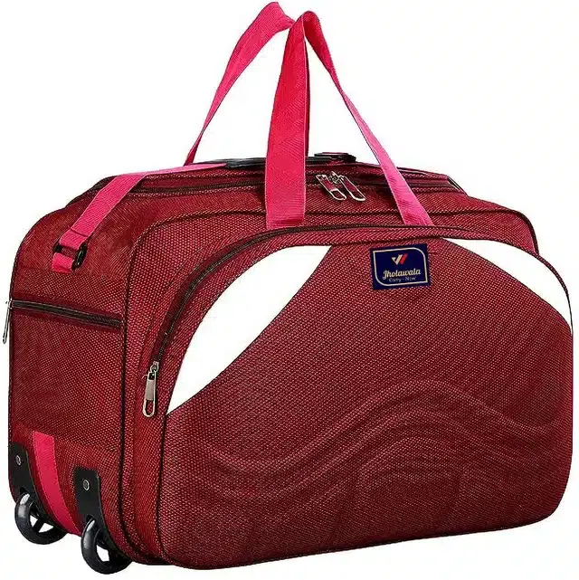 Polyester Traveling Luggage Bag with Wheels, Maroon,62 L