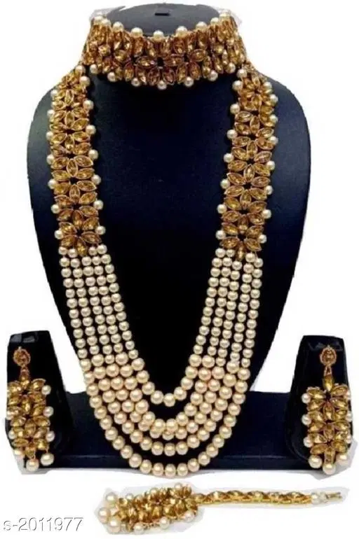 Elegant Alloy & Pearl Jewellery Set
