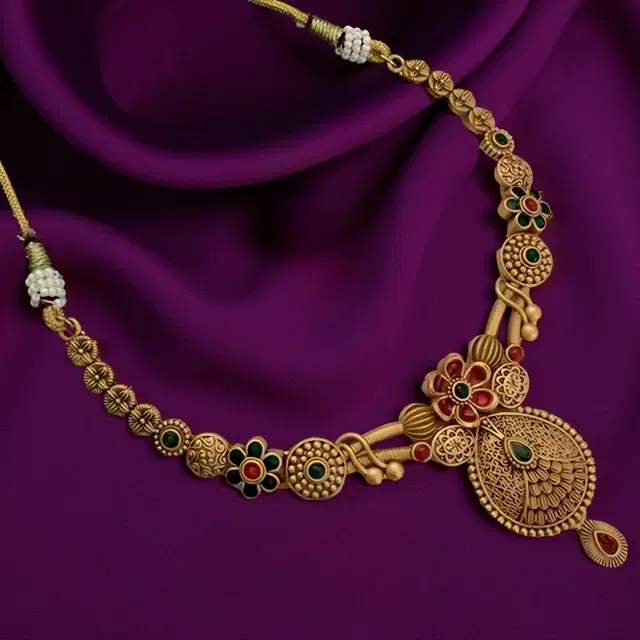 Zircon Gold-plated Necklace Set for Women (Purple, Free Size)