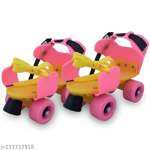 Adjustable Roller Skates for Kids, Pink & Yellow