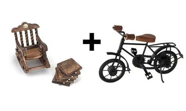 Square Wood Coaster Set With Cycle, Pack Of 6, D-13