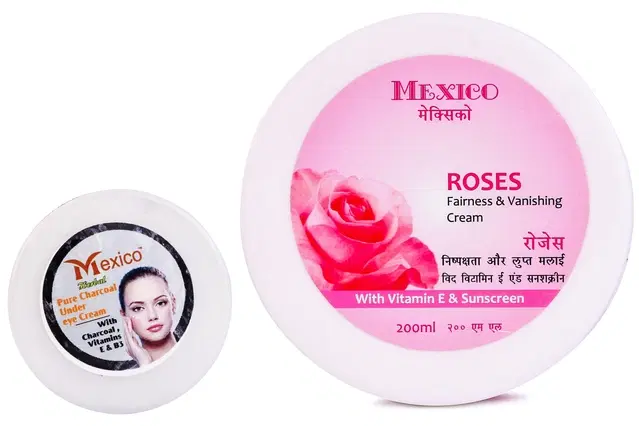 Maxico Herbs Rose Fairness Cream with Charcoal Under Eye Cream, Pack of 2