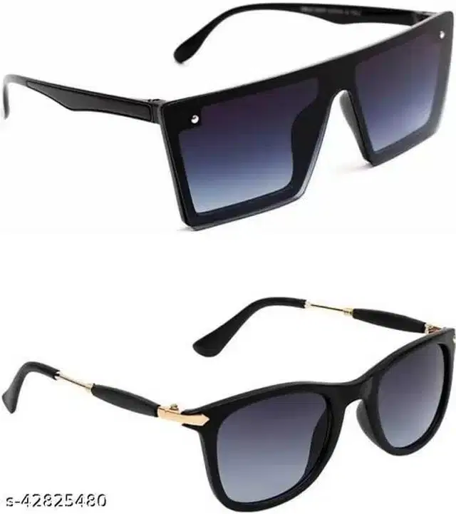 Sunglasses for Unisex, Pack of 2 (Black)