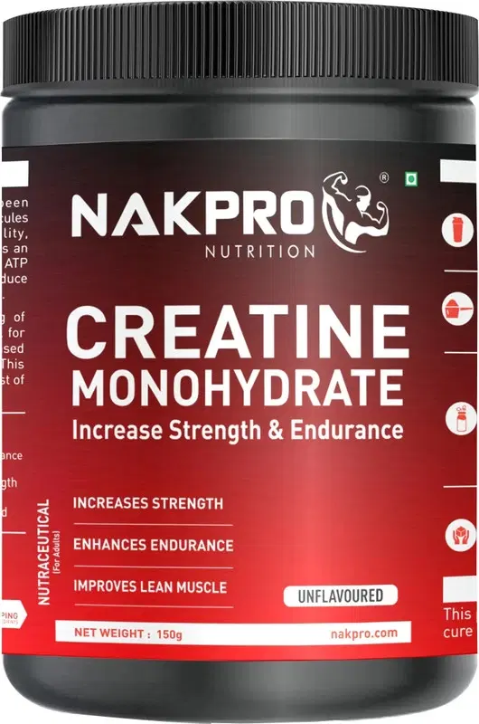 Nakpro Micronized Creatine Monohydrate Jar Trustified Certified, Supports Muscle Growth Creatine 150 g, Unflavoured
