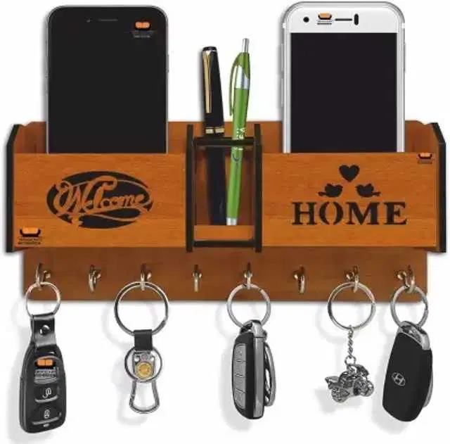Fancy Wooden Key Holder, Tan, HC-015