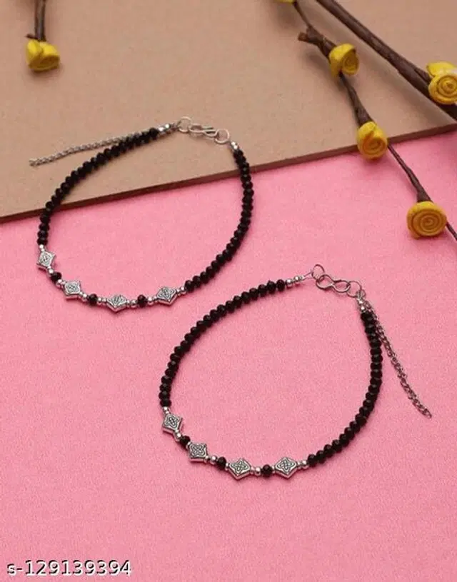 Alloy Anklets for Women, Pack of 2 (Multicolor)