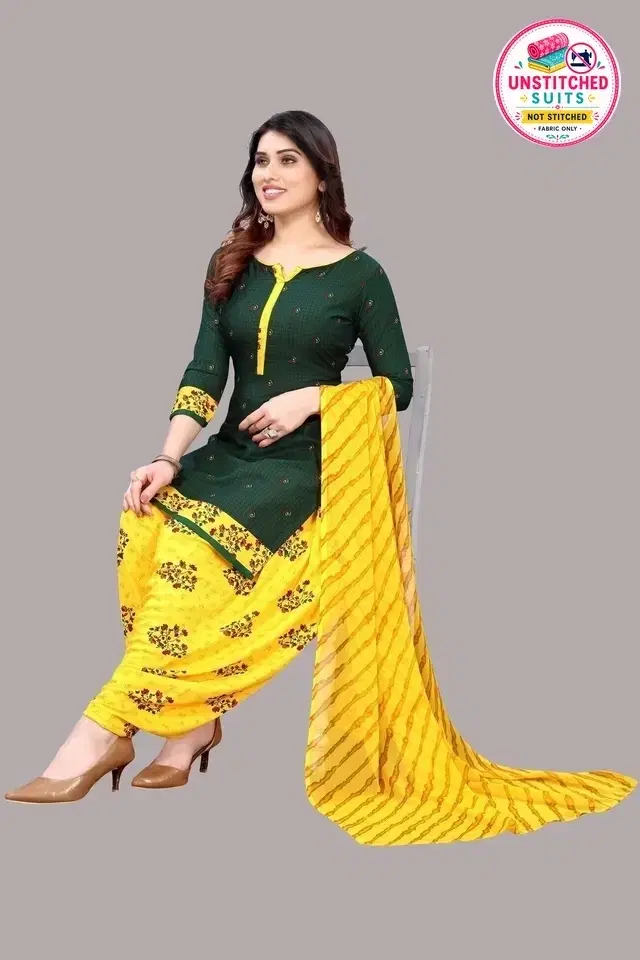 Unstitched Dress Material for Women & Girls (Green)