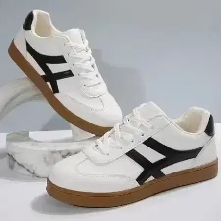 PVC Casual Shoes for Men, White & Brown (8)