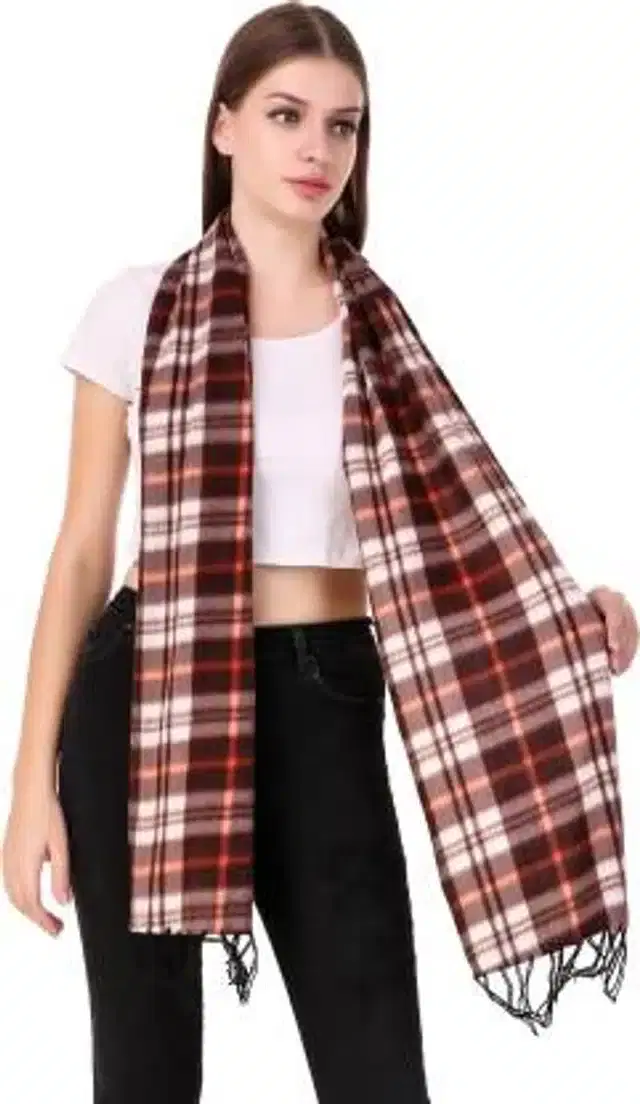 Checkered Muffler for Unisex, Pack of 2 (Red)