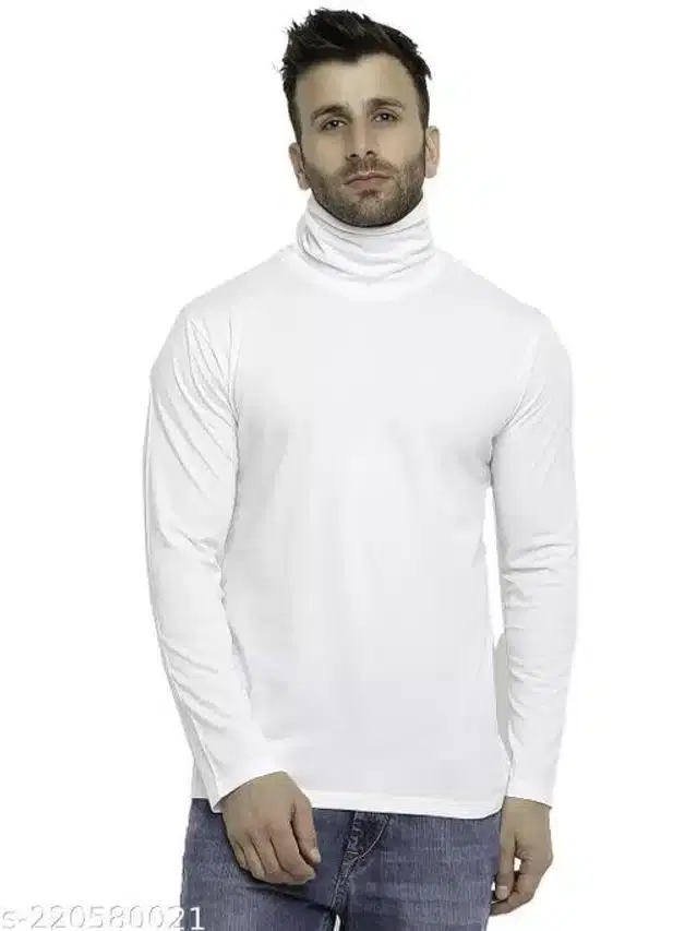 High Neck Sweater for Unisex (White, L)