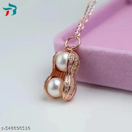 Trendy Pearl Peanut Pendant Necklace Chain for Women & Girls