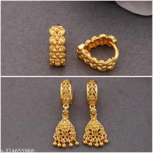 Gold Plated Earring/Stud/Bali Combo For Women'S/Girls