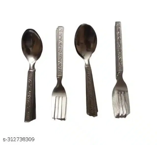 Plastic 24 Pcs Spoons with 24 Pcs Forks, Silver, Set of 2