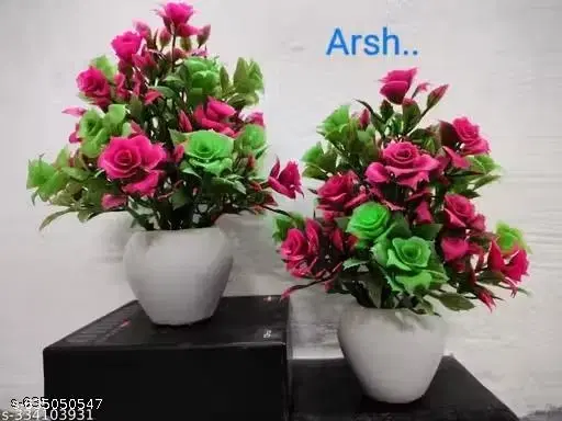 Plastic Artificial Flowers, Multioclor, Pack of 2