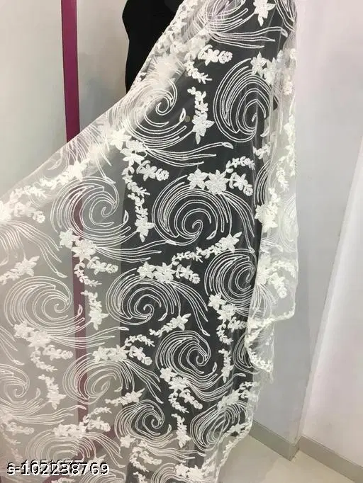 Embroidered Rajasthani Net (White, Free Size)