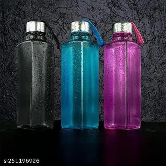 Plastic Water Bottles, Assorted, 1000 ml, Pack of 3