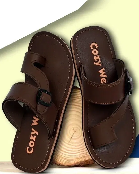 Cozy Wear Flipflops for Men (Brown, 8)