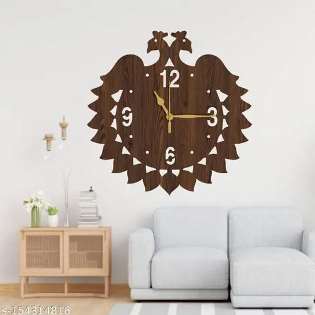 Wooden Wall Clock for Home, Brown