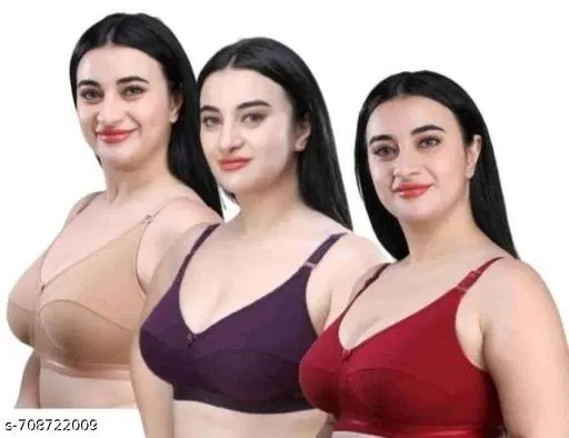 Hosiery Solid Bras for Women, Assorted, Pack of 3 (40A)