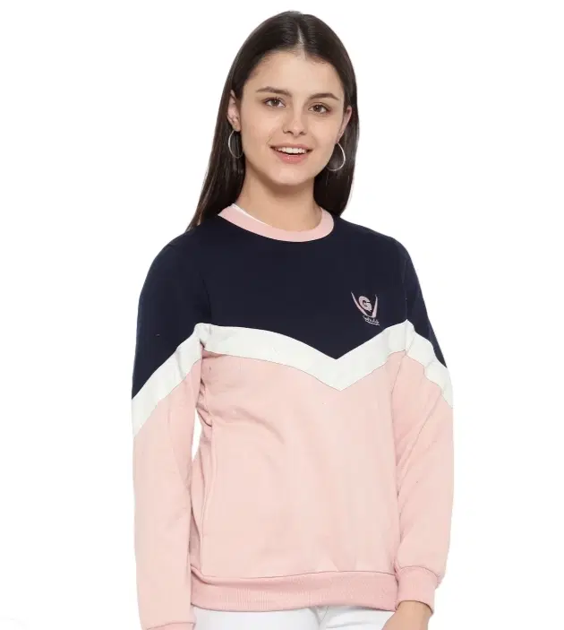 Women's Colorblock Sweatshirt, Light Pink (M)