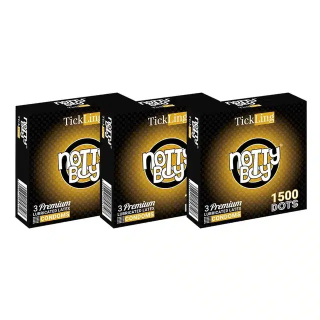 Notty Boy 3 Pcs Tickling Super Dotted Condoms for Men, Set of 3
