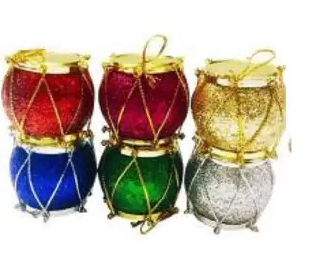 Christmas Decoration Drum, Multicolor, Pack of 12
