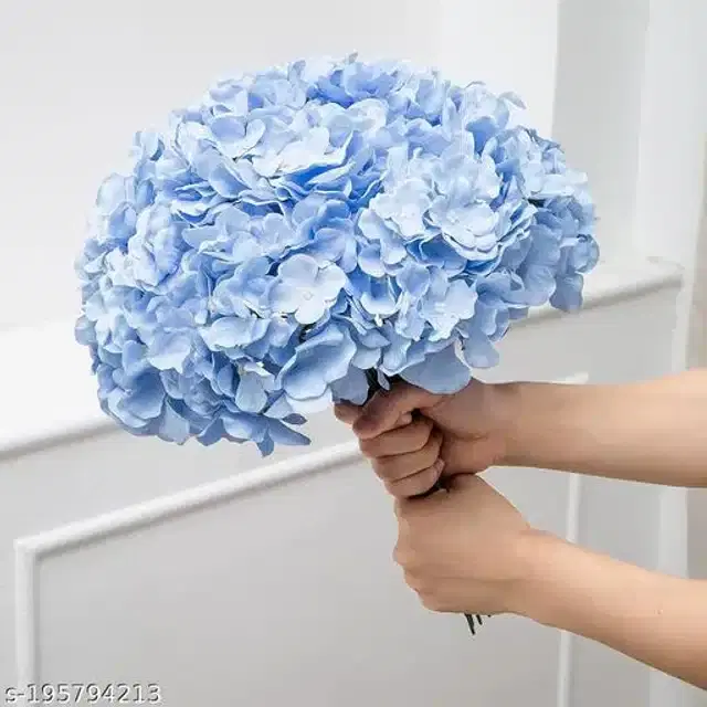 Polyester Artificial Flowers Bunch, Aqua Blue, Pack of 10