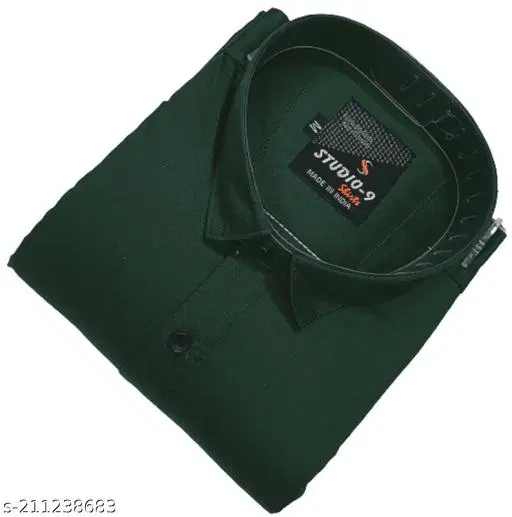 Cotton Blend Solid Shirt for Men, Green (L) Pack of 1