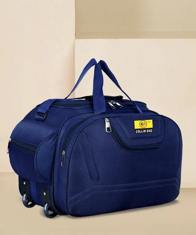 Nylon Trolley Duffel Bag, Navy Blue, 75 L