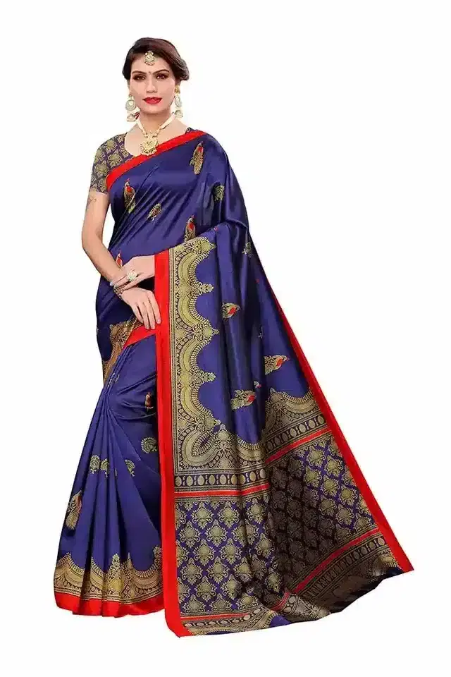 Sharda Creation Art Silk Printed Sarees (Blue) (Sharda_01)