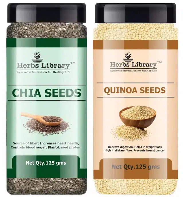 Herbs Library Chia and Quinoa Seeds, Pack of 2, 125 g