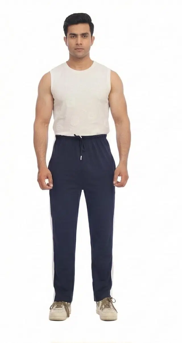 Cotton Abstract Track Paints For Men, Navyblue (M)