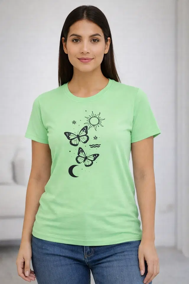 Cotton Blend Printed T-shirt for Men, Green (S)