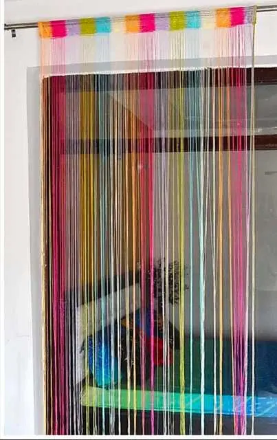 WI Heart String Single Piece Curtain, 4.5 ft X 6.5 ft, Multicolor