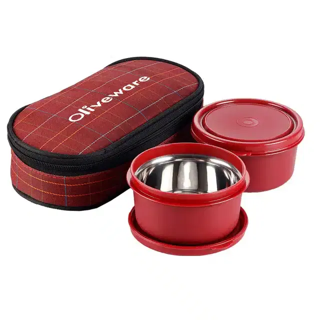 Oliveware Airtight Lunch Box, Red, Set of 1