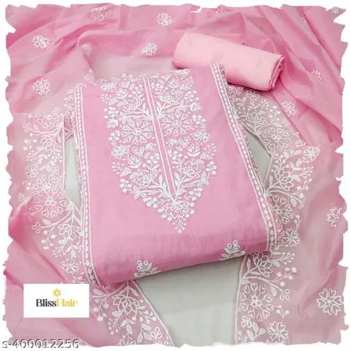 Chanderi Cotton Punjabi/All Over Suits for Women (Pink, Un Stitched)