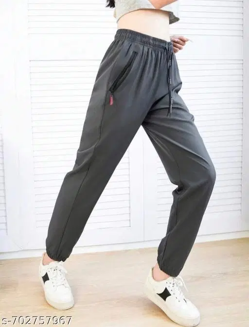 Lycra Trouser for Women, Grey (S)