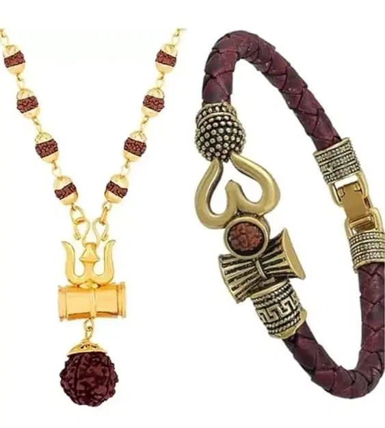 Brass Kada with Damru Mala, Set of 2 (Multicolor)