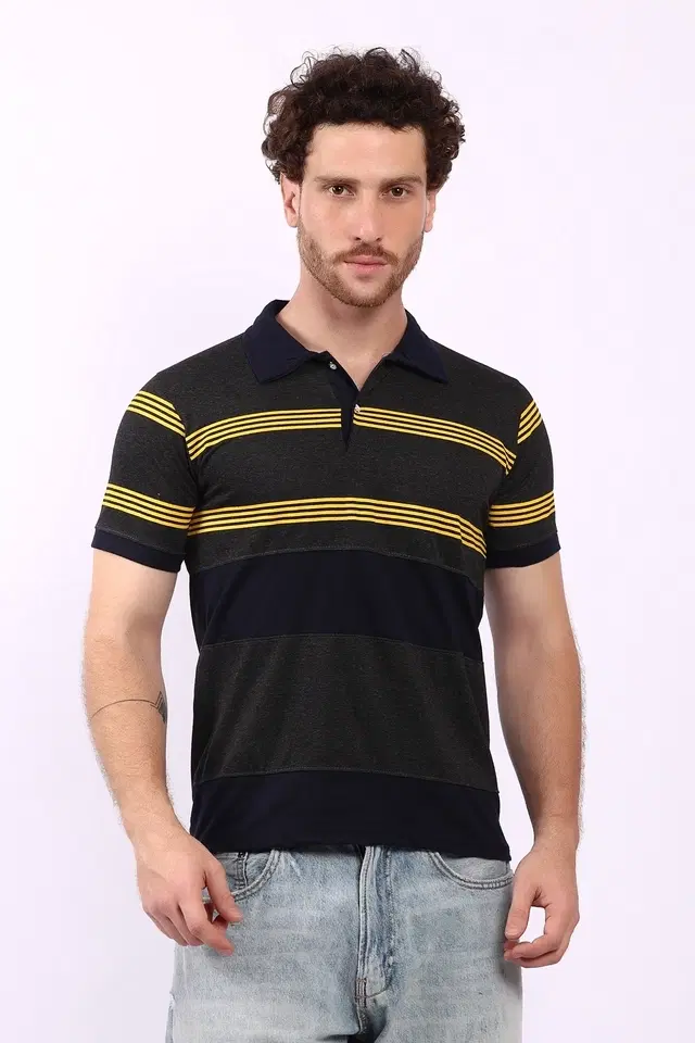 Colorblocked Polo T-Shirt for Men, Multicolor (XXL)